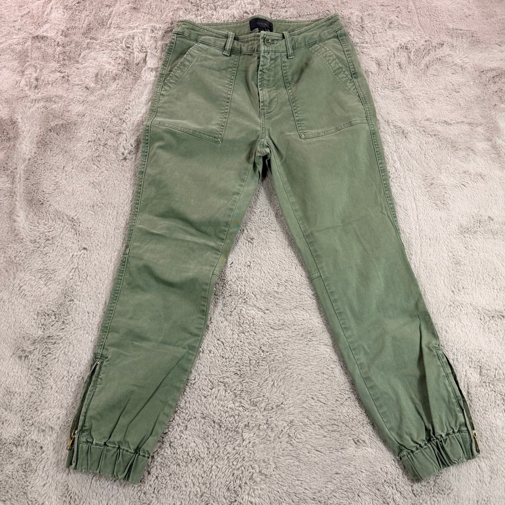 J. Crew Utility Zip‎ Cuff Ankle Pants Olive Green Size 2 Pockets School